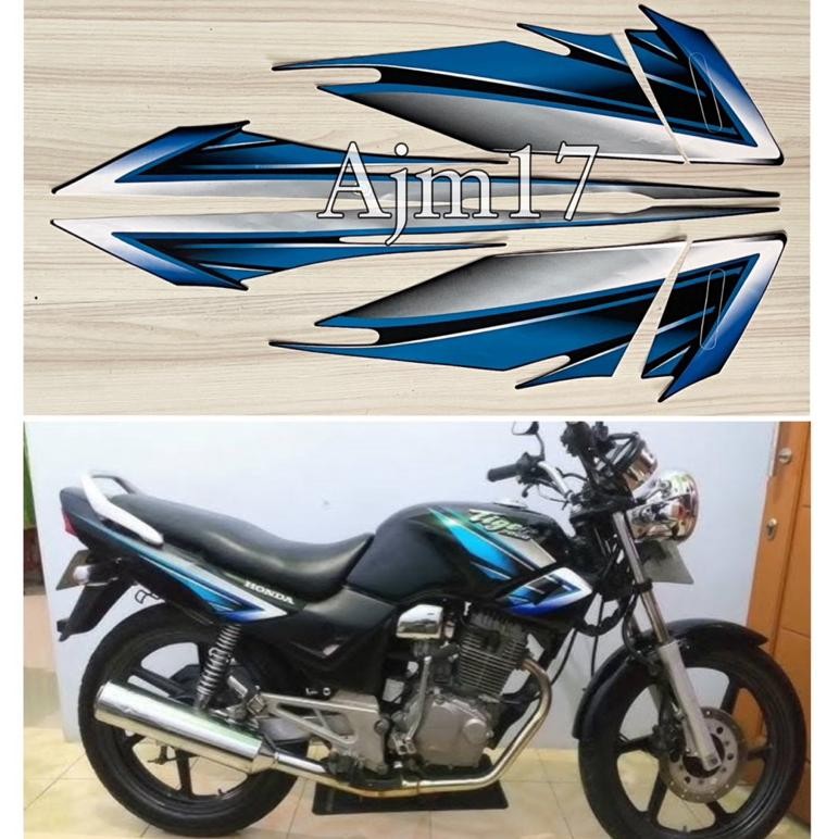 Stiker Striping Motor HONDA TIGER 2005 Hitam Lis Biru