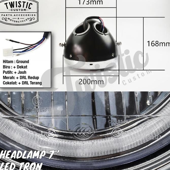 Headlamp Lampu Depan Led Daymaker Tron Motor Custom Universal