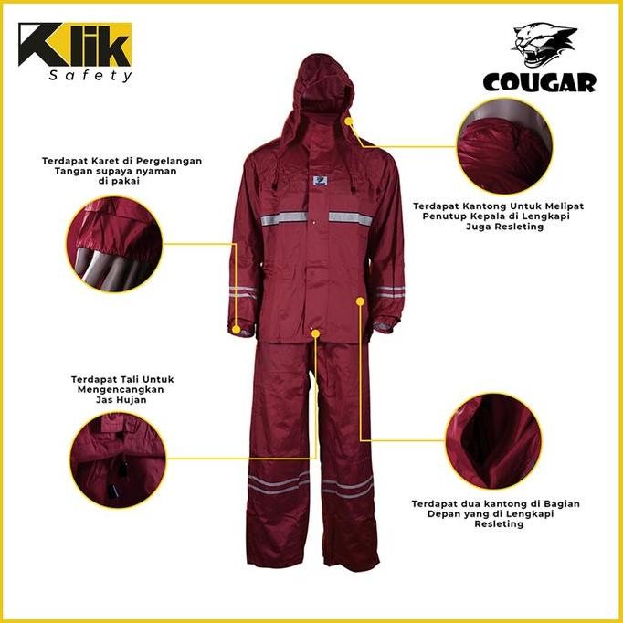 Jas Hujan Safety Rain Wear Cougar Oxford Jaket Celana Reflektif Ori