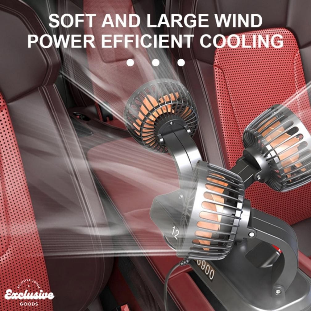 Update [XGoods] Kipas Angin Mobil 3 Kepala 12/24V Kipas Pendingin Truck USB Dashboard Rotasi 360 Fan