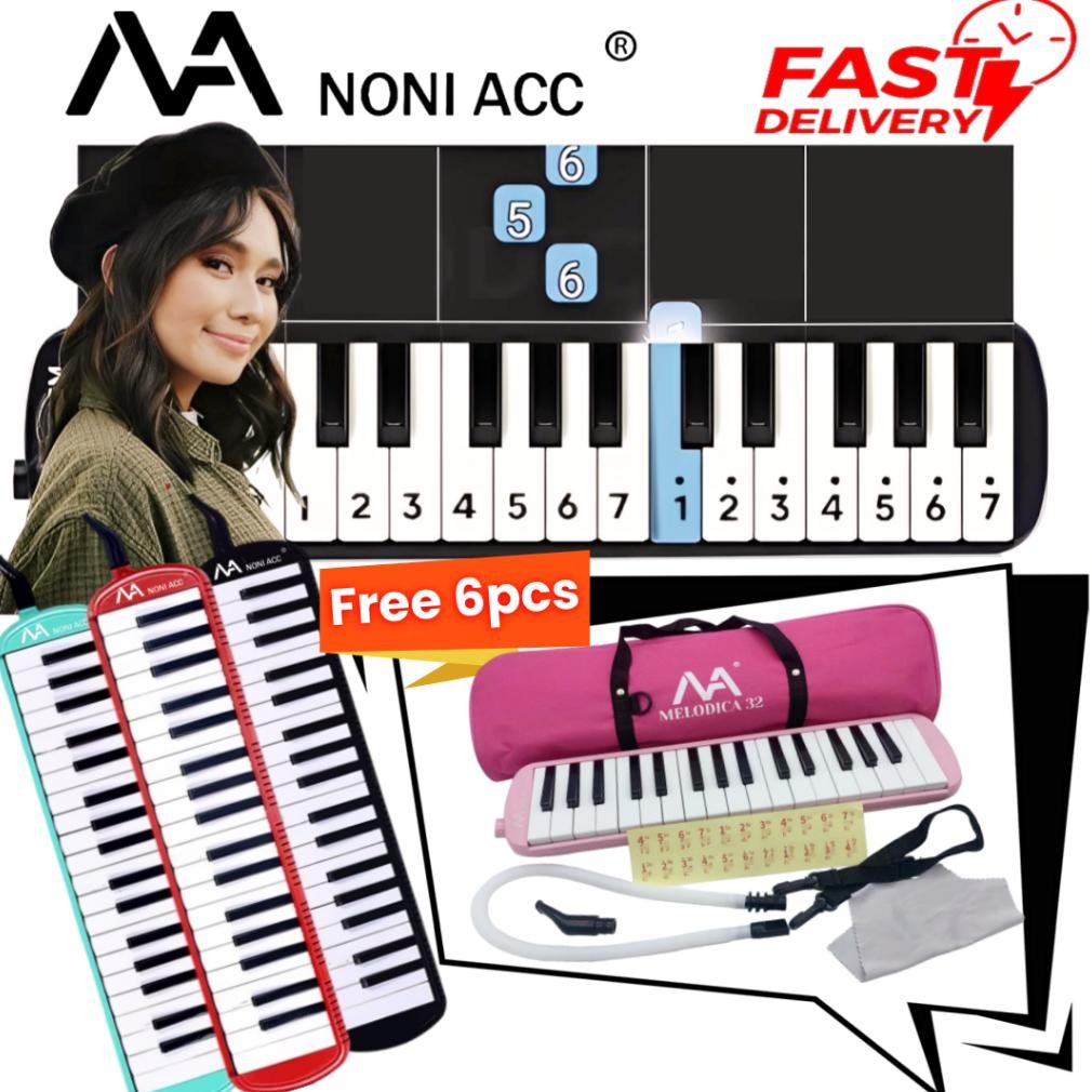 Free 6 pcsPianika 32 Key / Pianika Tiup Anak SD / Piano Mini Untuk Les Sekolah & Hobi/Pianika anak