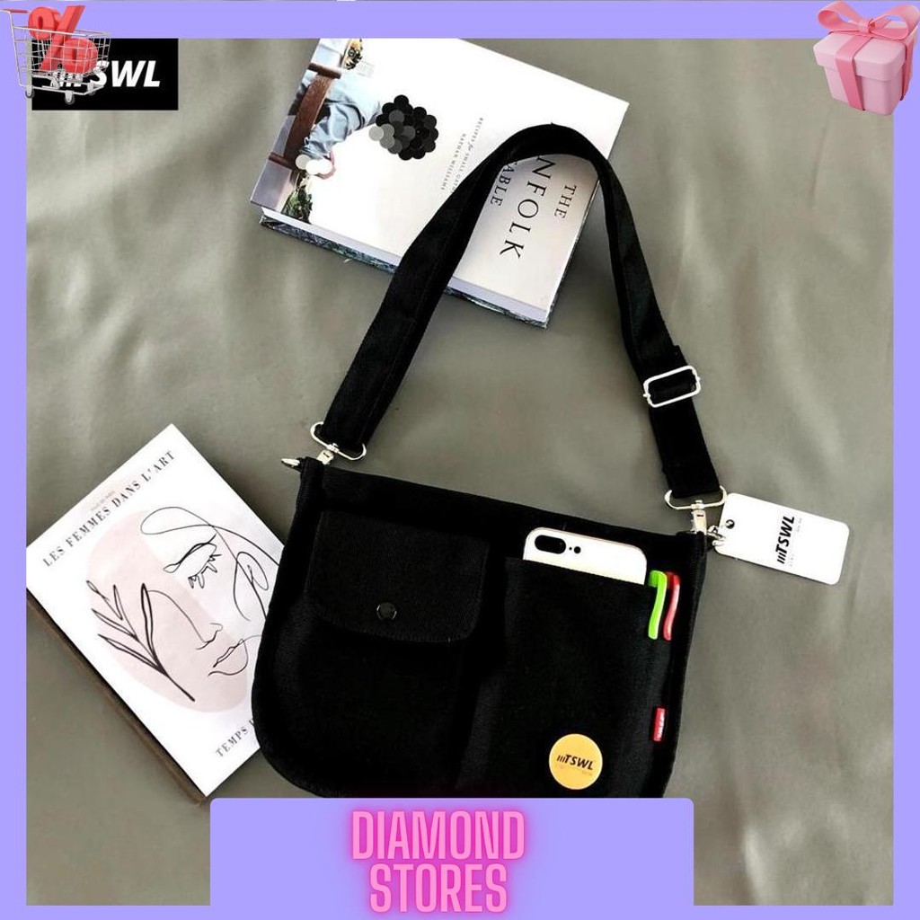tas selempang bahu sling shoulder soulder sholder shoulderbag bag kanvas canvas wanita cewek Hale HL