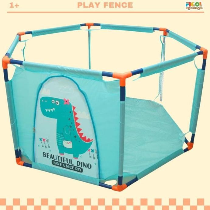 Figoltoys Pagar Bayi Mudah Disimpan Bahan Plastik Hexagon Playfence
