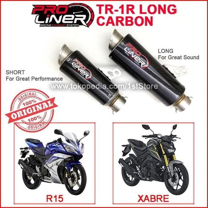 Proliner Tr-1R Carbon Long Knalpot Racing R15 V2 Xabre Ori Asli Karbon
