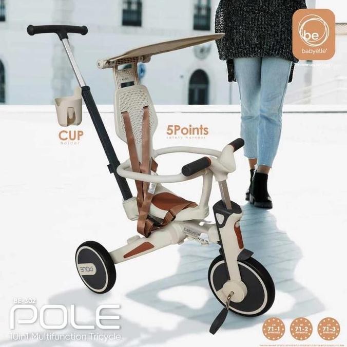 Babyelle Pole & Atom Tricycle Sepeda Anak Roda 3 Balance Bike Cabin Size Stroller Kereta Dorong Anak