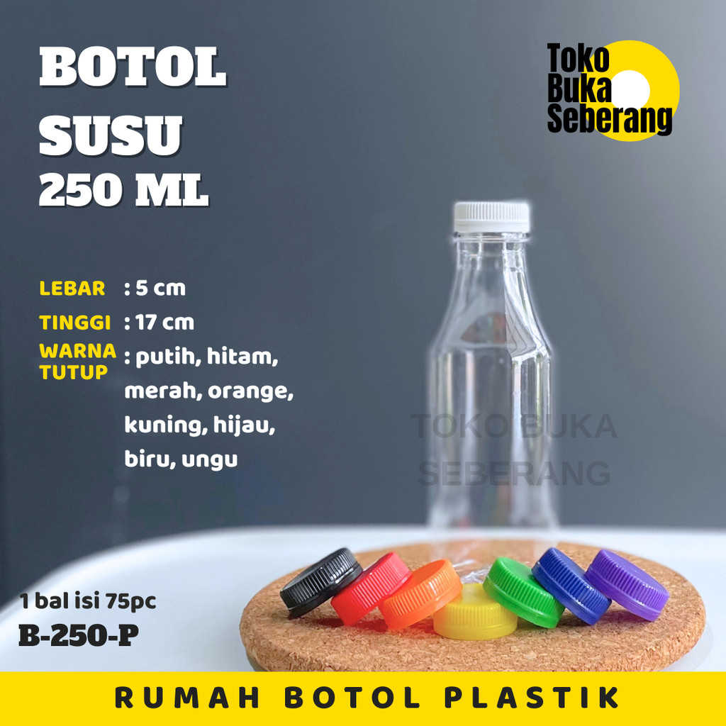 Botol plastik susu 250ml / botol jus / botol minuman / botol pudot / pet / murah