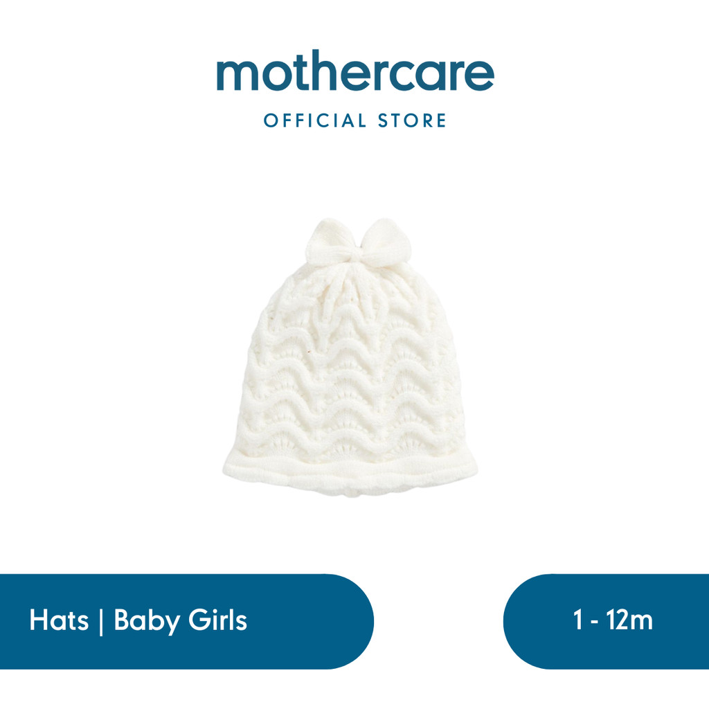 Mothercare White Knitted Baby Hat - Topi Bayi Perempuan (Krem)