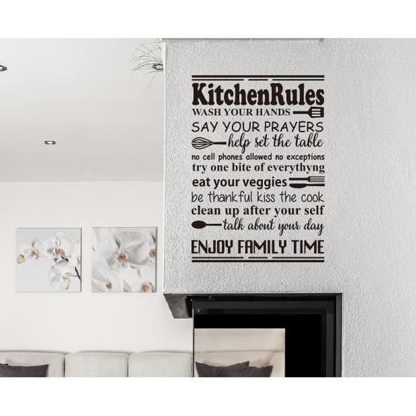 Wall Decor Stiker Kitchen Rules Hiasan Dinding Kaca Dapur Ruang Makan