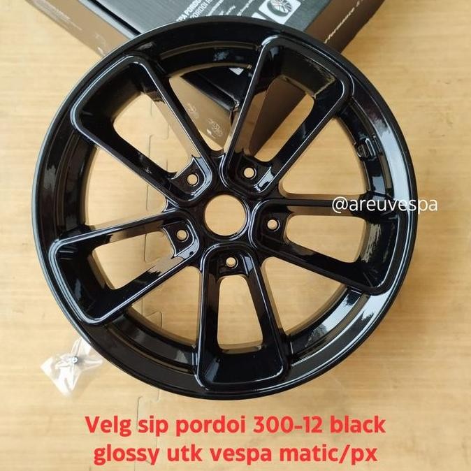 Velg sip pordoi 300-12 black glossy utk vespa matic/px