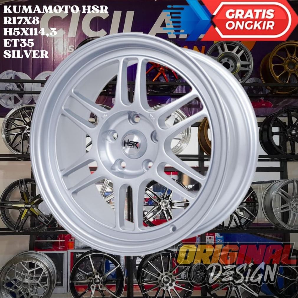 Velg Mobil Ring 17 RPF 01 HSR KUMAMOTO R17 LEBAR 8 LUBANG 5 ET35 SILVER