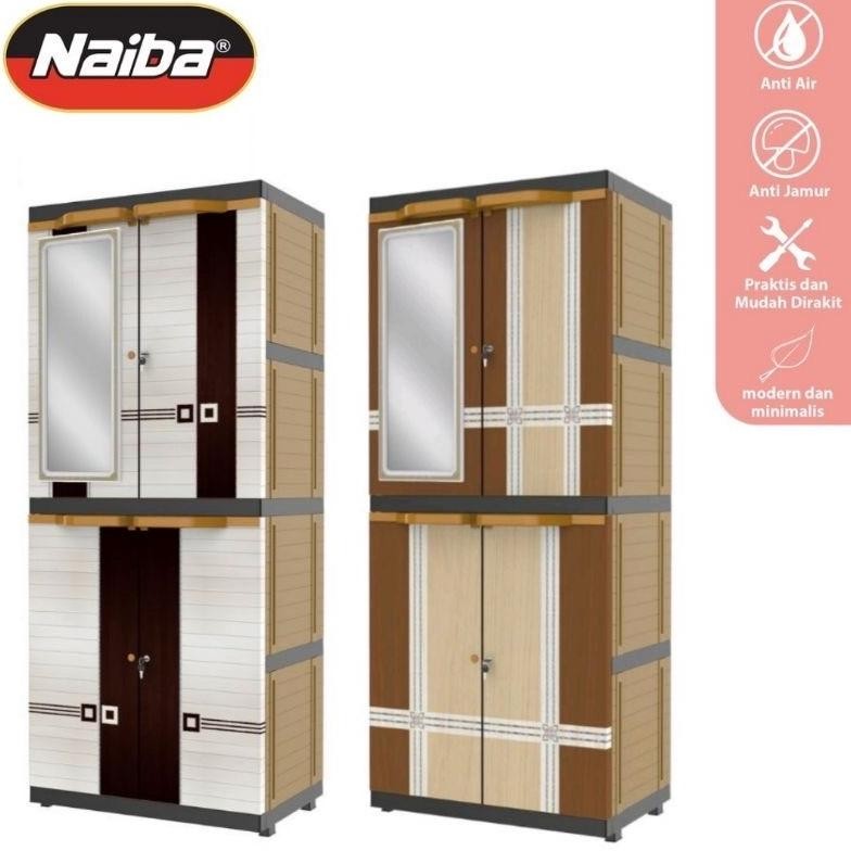 LEMARI PAKAIAN PLASTIK NAIBA / LEMARI PAKAIAN CERMIN NAIBA 9224 JERSEY TERMURAH