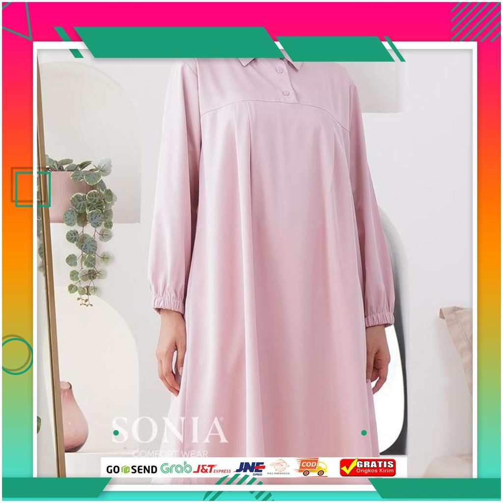 Hasna Tunik Dress B2044 Premium By Sonia | Tunik Wanita Basic | Atasan Blouse Muslim Lengan Panjang 