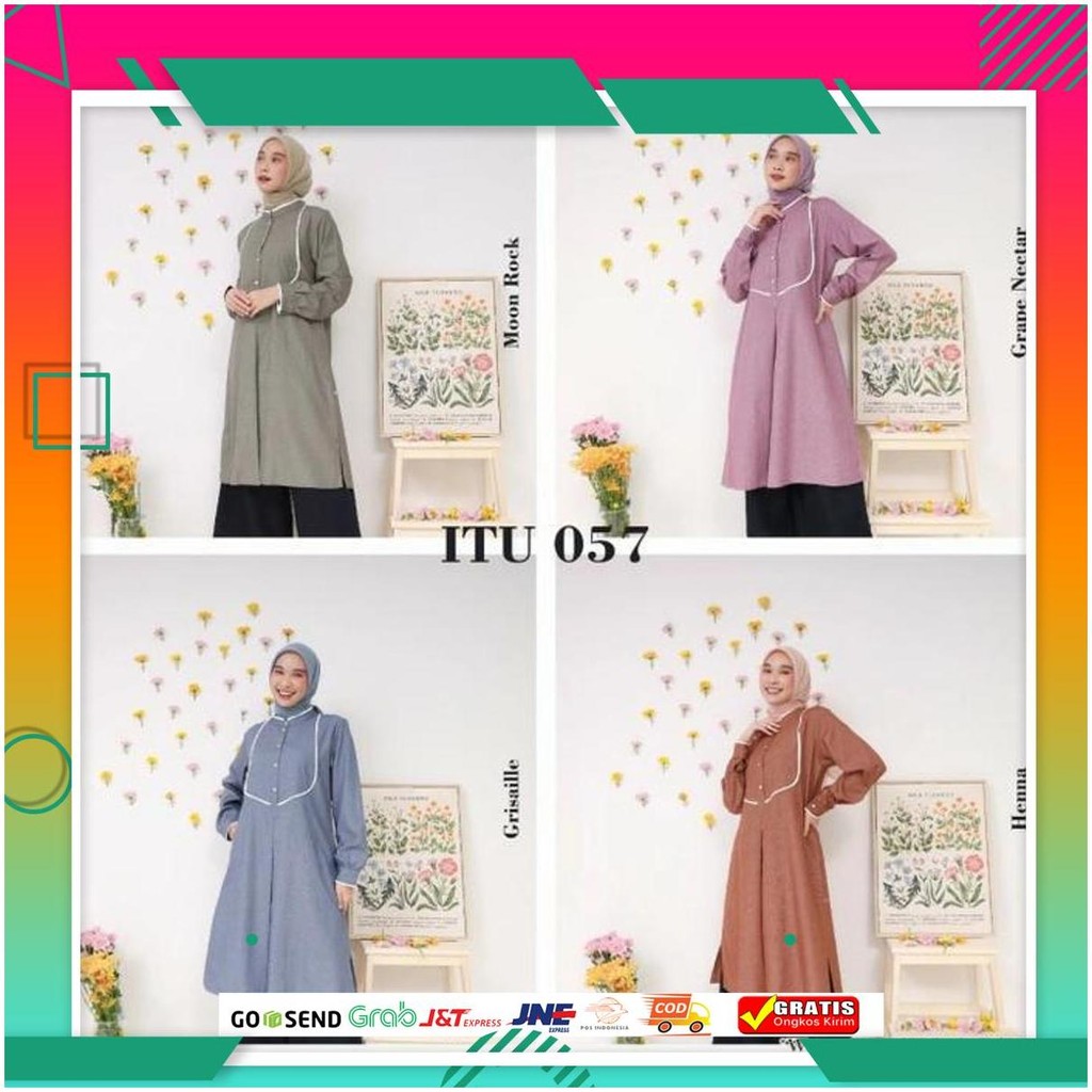 Inspire Tunik Itu 57 Warna Merah Bata Blus Atasan Muslimah Simpel Adem Gosend