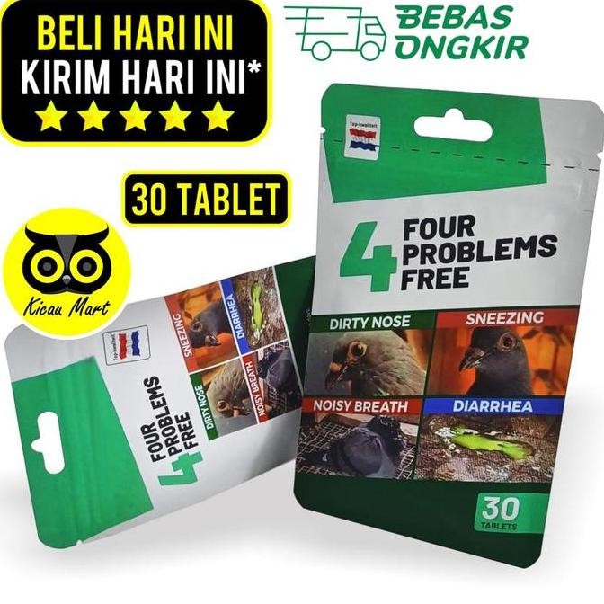 siap kirim] KICAU MART 4 Four Problems Free 30 Tablet Obat Burung Merpati Pilek Bersin Ngorok Sesak 