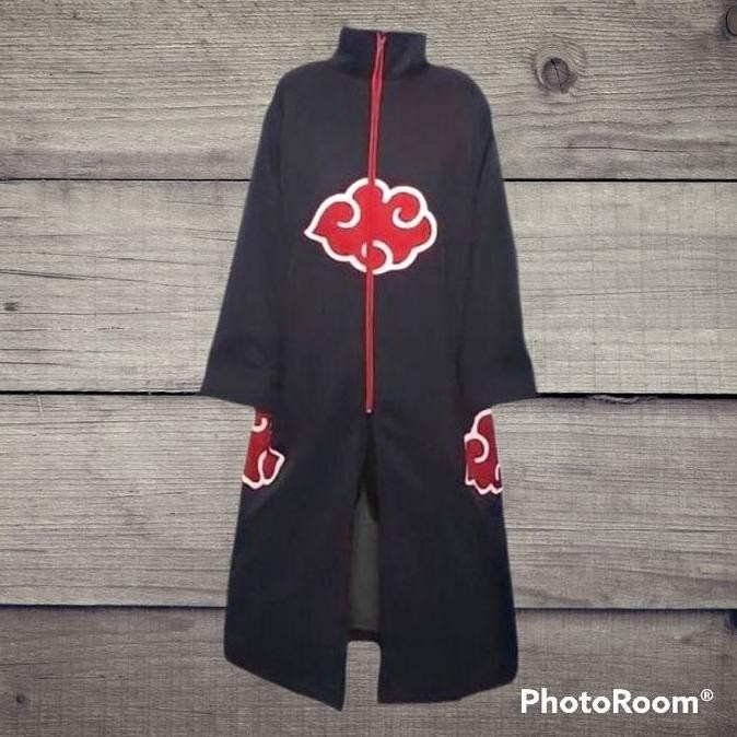 Jubah Anime Naruto Akatsuki Kerah Long Coosplay Casual Unisex Murah Laris-Jubah Anak-Jubah Pria-Juba
