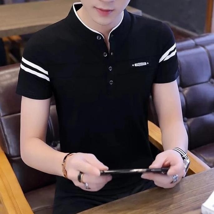 Baju Kaos Kerah Pria Cowok Lengan Pendek Felix Fashion Koko Kekinian