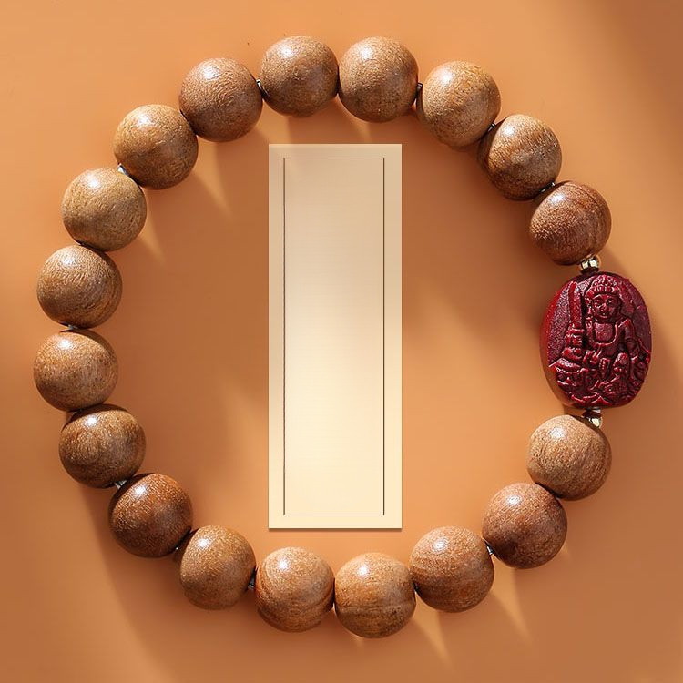 Gelang Amulet Kayu Persik Tua Alami Cinnabar untuk Pria dan Wanita