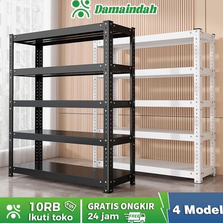 Damaindah Rak Besi Siku 5 Susun 100% Besi Rak Gudang Rak Serbaguna Rak Dapur Rak Aquarium Rak Besi S