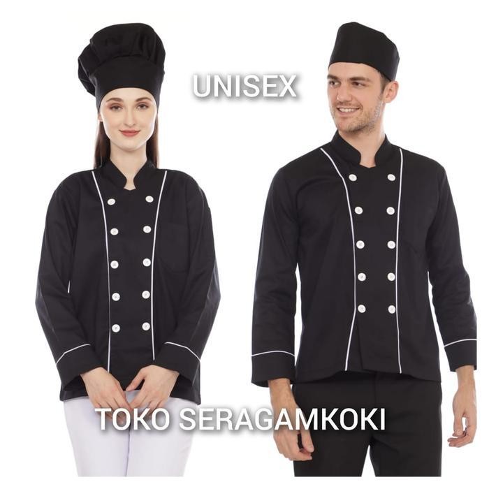 Baju Koki Baju Chef List Putih