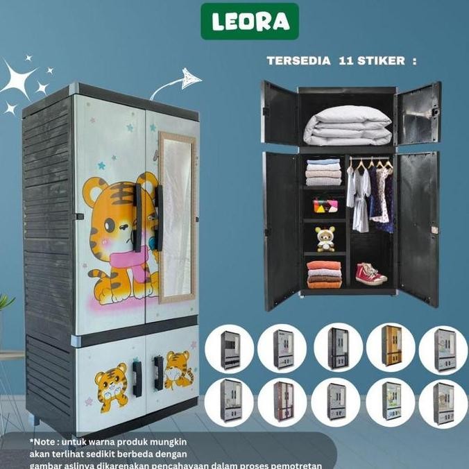 LEORA Lemari Pakaian Plastik MR PLAS STICKER STANDAR Lemari Gantungan Lemari Stiker Karakter Lemari 