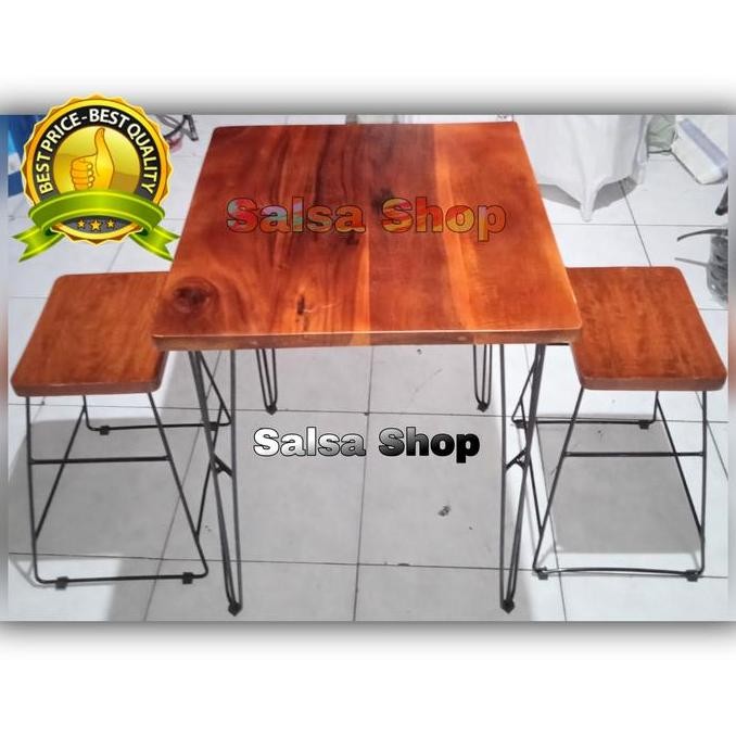 BEBAS ONGKIR - 1 set meja cafe kotak 2 kursi cafe kotak meja cafe persegi kursi cafe