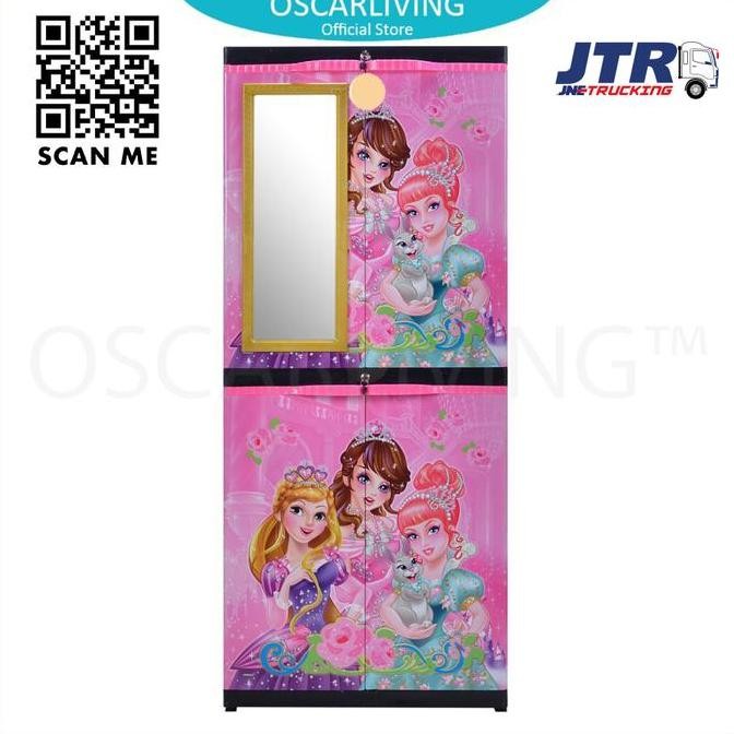 Sinbak Lemari Plastik + KACA Motif PRINCESS/Lemari Pakaian Multifungsi