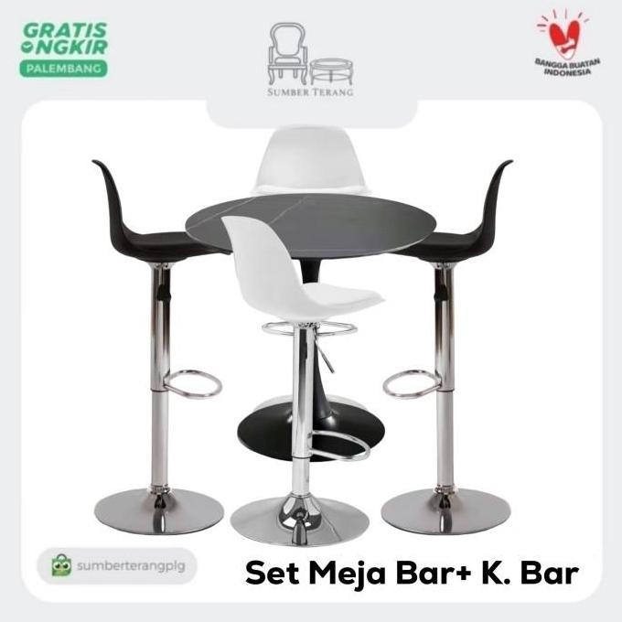 TERMURAH - Set Meja Bar Meja Makan Meja Cafe 4 kursi Meja Makan Bulat Meja Serbaguna Kursi Bar Stool