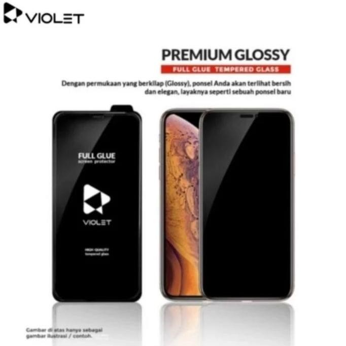 tempered glass violet iphone XR full cover - black