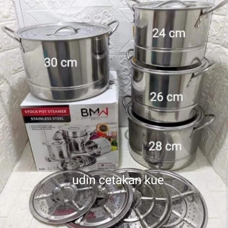 Panci Stock Pot Steamer Stainless Steel Bmw Set 4 + Centong