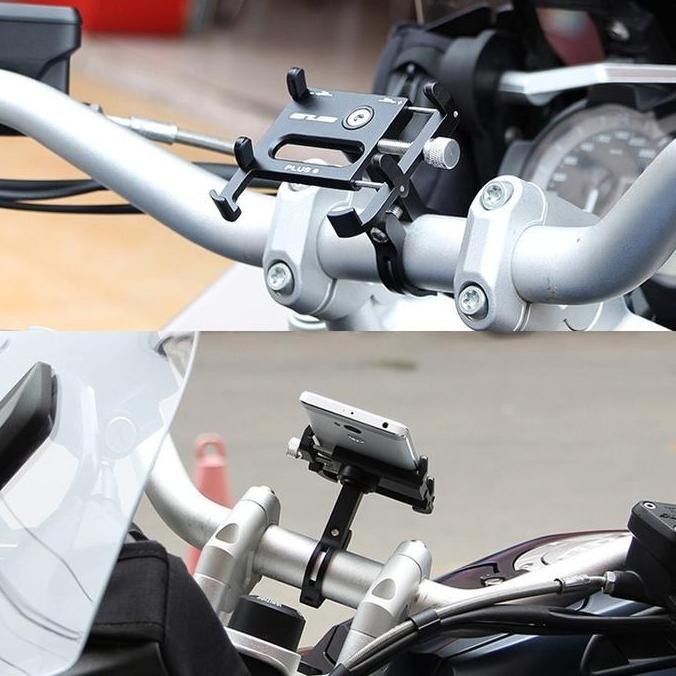 Phone Holder GUB PLUS 6 Original - Holder HP Motor Holder HP Sepeda Aluminium Black Motorcycle