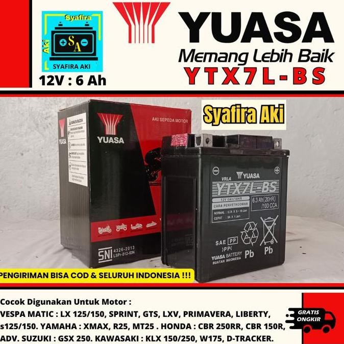 Aki Motor D-Tracker, Vespa Lxv 150, Primavera, Liberty, Sprint Ytx7L-Bs Yuasa Ori Mf