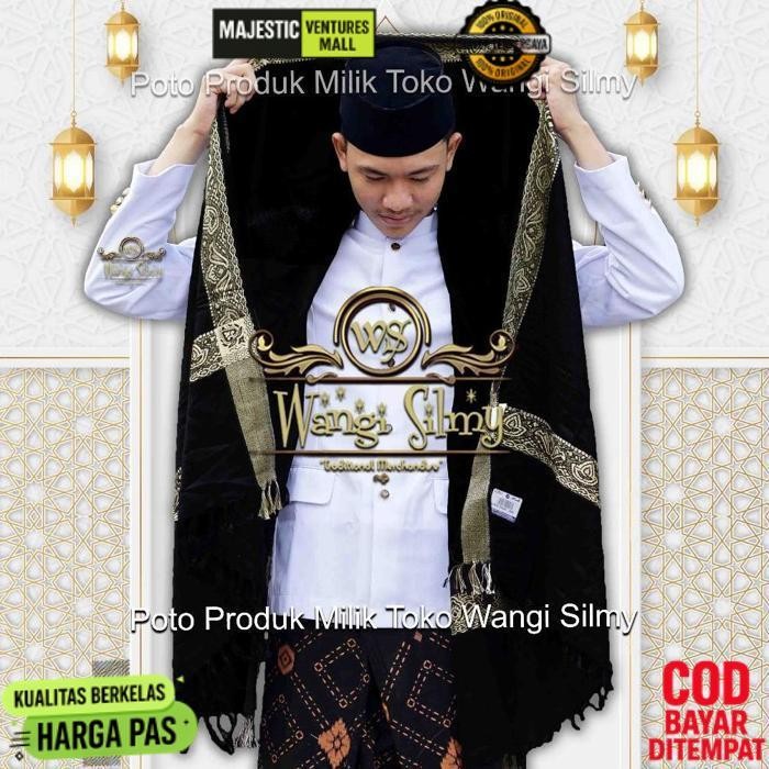 Berkualitas Sorban Kashmiri Al Jumeira Hitam - Sorban Hitam Panjang 2 Meter Promo