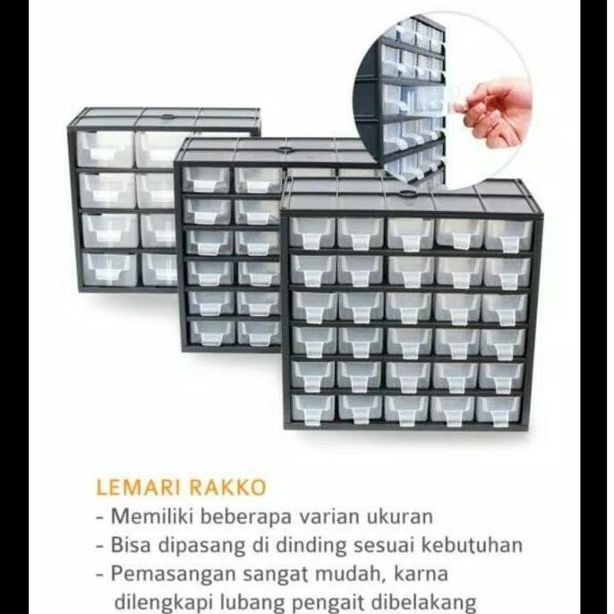 TERBARU - Lemari Rak Komponen Rakko Rak Plastik Rako Laci Kecil / Sedang / Besar