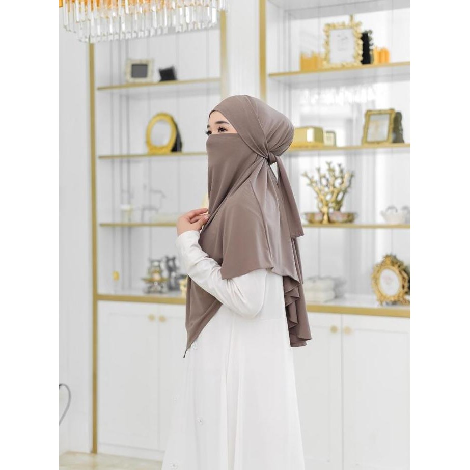 Promo Khimar French ukuran L Premium 3 in 1 Cadar Jersey Modif terbaru 2024 - AQIYA FRECH - Muslim, 