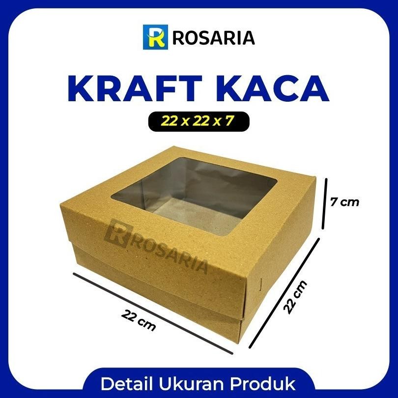 [ 10 Pcs ] Kotak Kraft Kaca Uk 22X22X7 Cm Coklat Kaca Laminasi Dus Makan Laminasi Terlaris