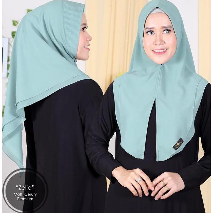Promo khimar ceruty zelia / jilbab ceruty 2 layer pet antem / hijab pakain wanita COD