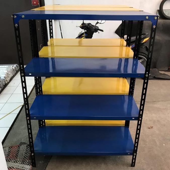 Rak gudang | Rak barang | Rak besi siku lubang uk. 30x100xt150 4 susun