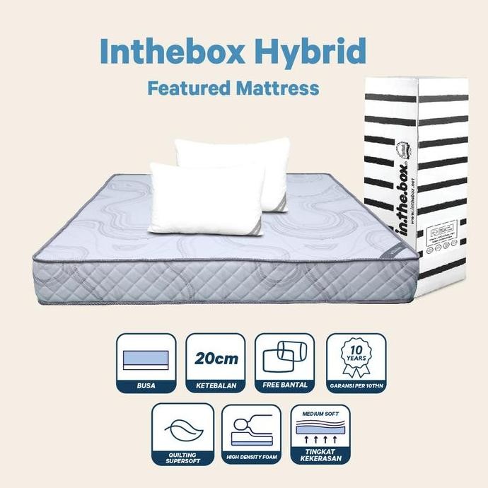 Kasur Busa IN THE BOX HYBRID Ukuran 140x200 - FREE BANTAL