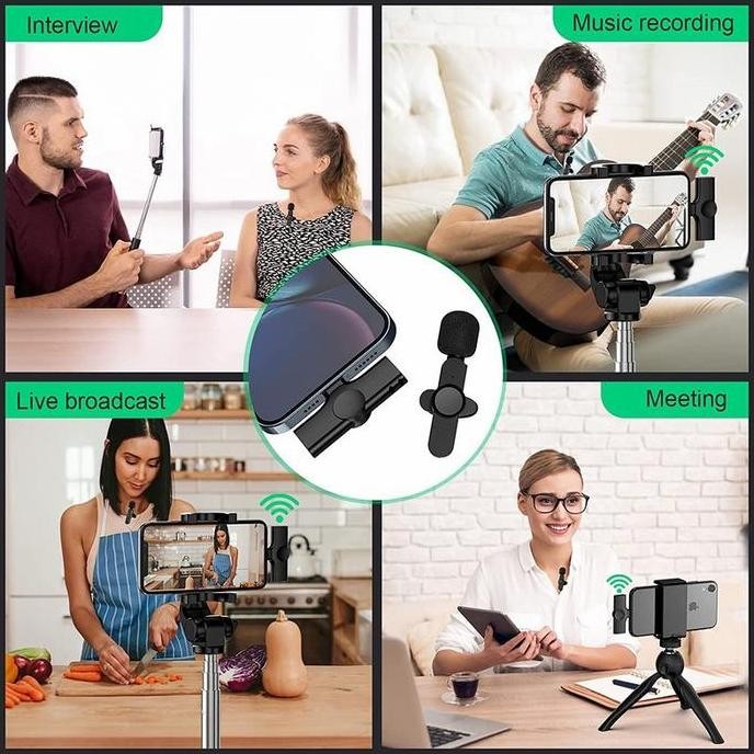 Wireless Microphone Iphone Lightning Mic Lavalier Hp Vlog Live Youtube
