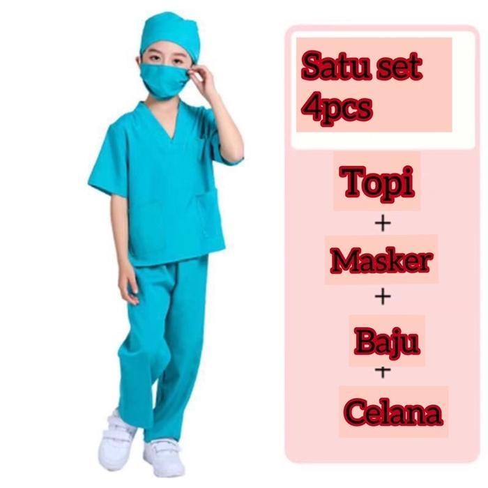 Baju Dokter Anak - Seragam Dokter Anak - Baju Dokter Bedah Kostum Anak