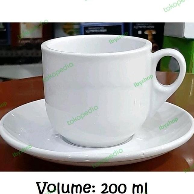 Cangkir Kopi Cangkit Teh Putih Polos 200 Ml 6 Set