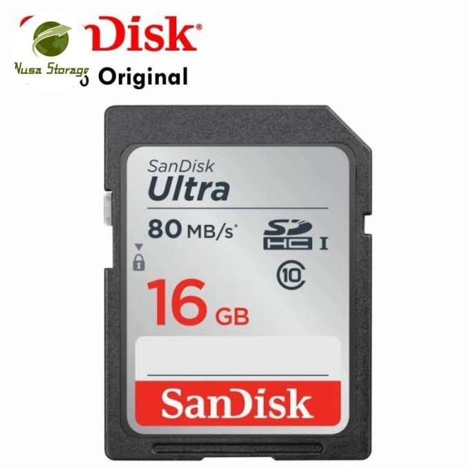 DB202 }} Memory SD SDHC Card Sandisk Ultra 16 GB 80 MB/s utk Camera Handycam Kamera