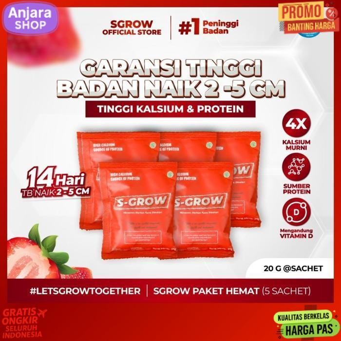 Diskon Sgrow Susu Peninggi Badan Terbaik Untuk Remaja Dan Dewasa 5 Sachet - S Grow Peninggi Badan S-