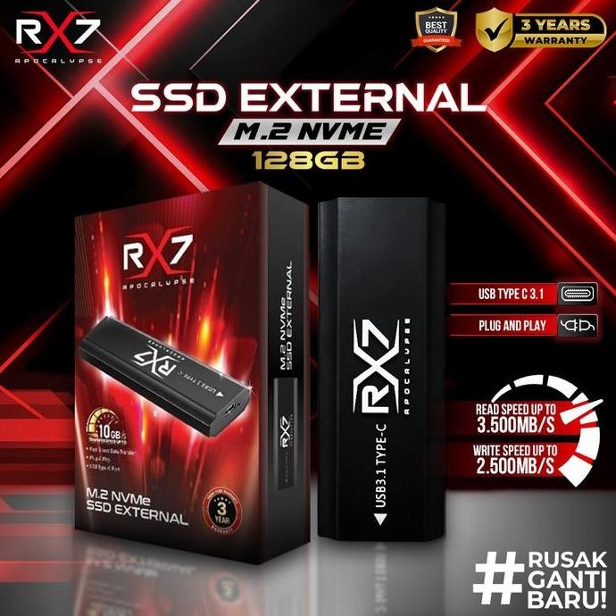 DE158 >> SSD M2 NVME EXTERNAL 128GB RX7 / ENCLOSURE M2 NVME + M2 NVME 128GB RX7