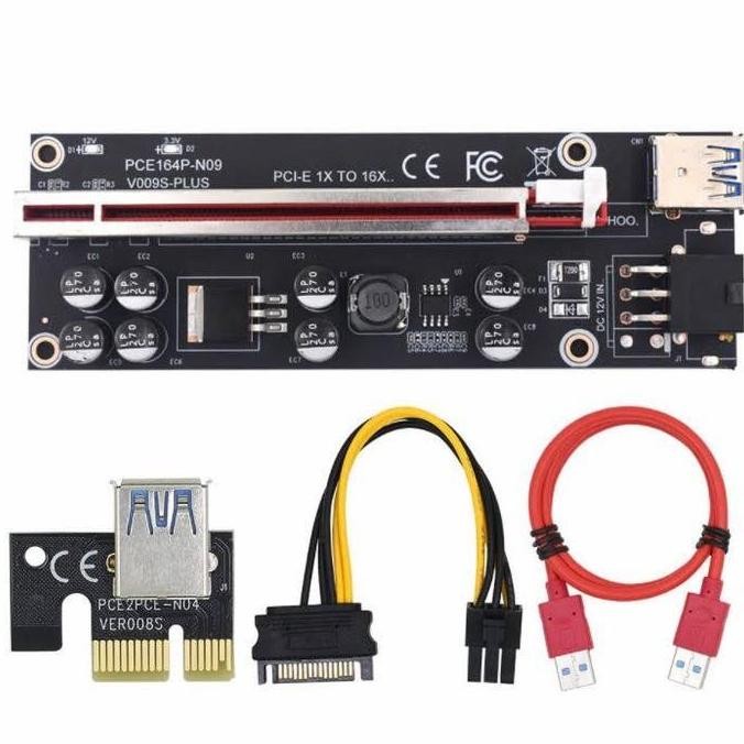 DF292>> PCI RISER MINING 009S PLUS / RISER 009S+ 8 CAPACITORS - 009S