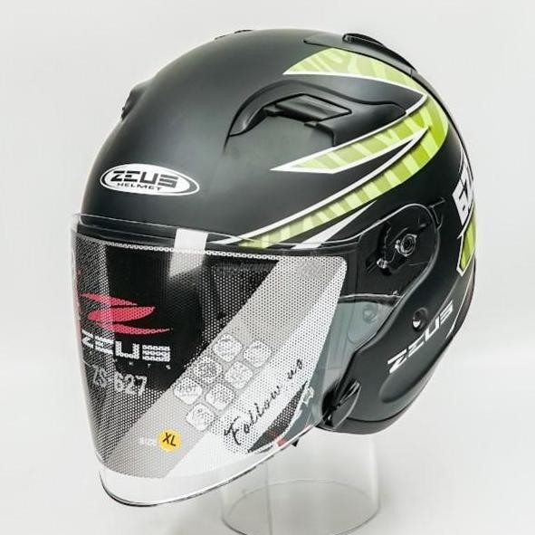 Zeus Zs627 Z627 Bm7 Matt Black/Fluo Yellow Half Face