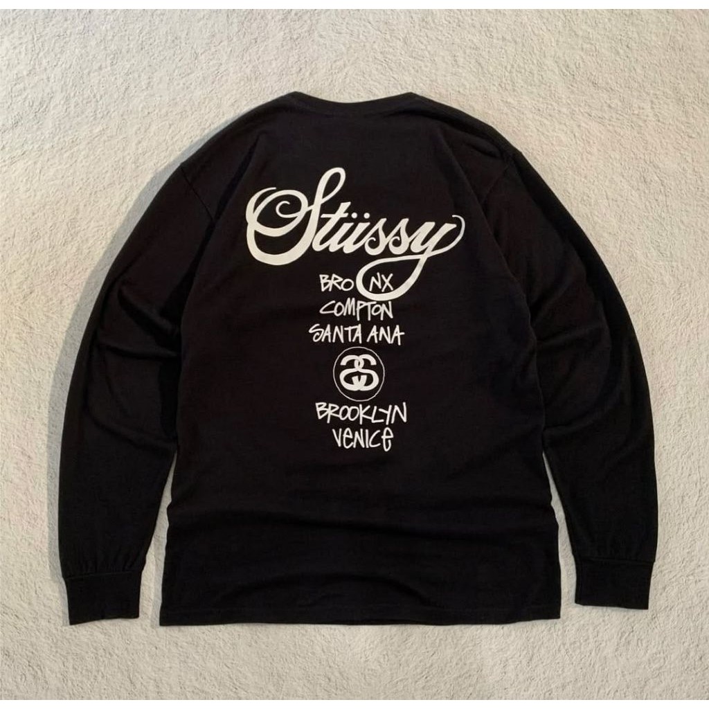 Kaos LONGSLEEVE STUSSY basic t-shirt LONGSLEEVE STUSSY pria full tag import