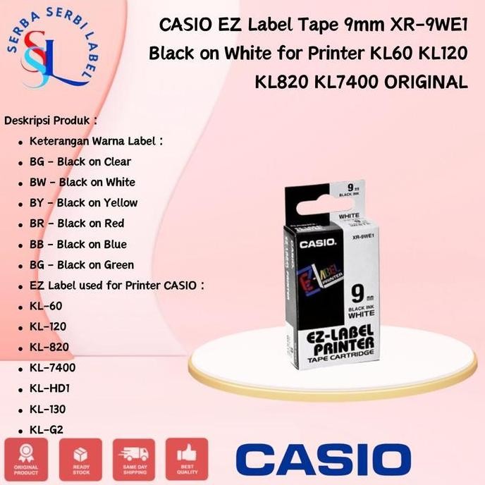 DF10 >> CASIO EZ Label Tape 9mm for Printer KL60 KL120 KL820 KL7400 ORIGINAL
