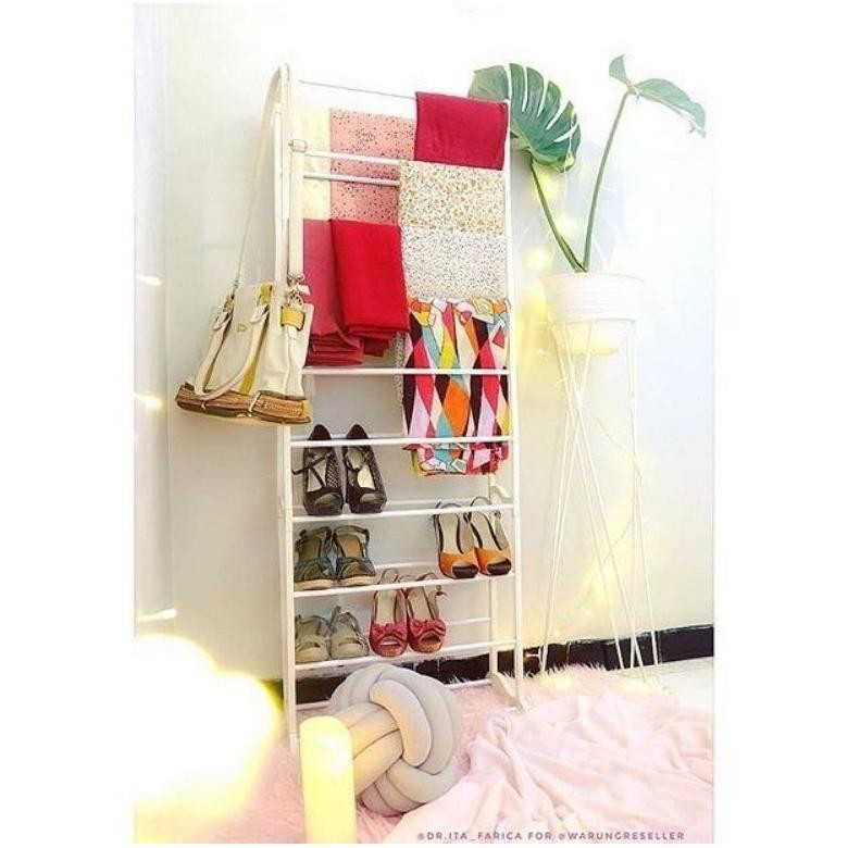 Ladder Stand Hanger Rak Tangga Besi Gantungan Sajadah Mukena Sarung Handuk Rak Mushola Rumah Masjid 