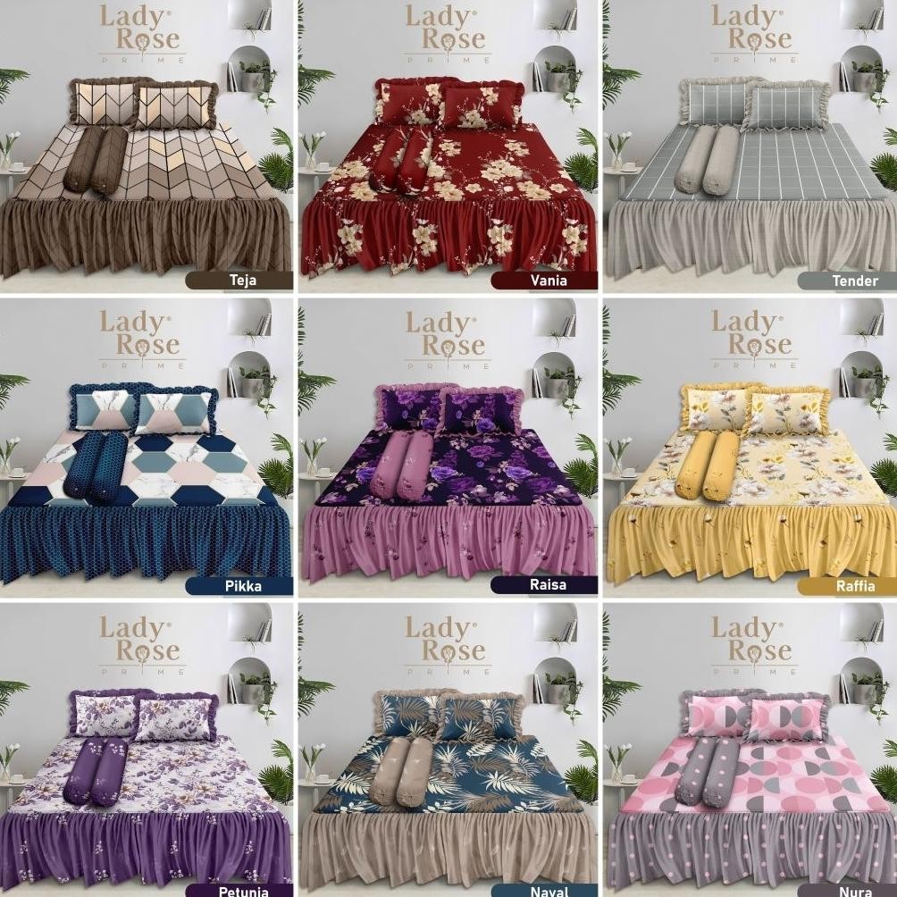 Bed Cover Set Sprei Rumbai 180x200 Lady Rose / Satu Set Bedcover Seprai Renda Ladyrose 180x200 / Bed